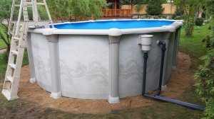 Бассейн овальный каркасный 5.5х3.7х1.35 под ключ - Подогрев воды, Станция Акон, Фильтр, Трубы