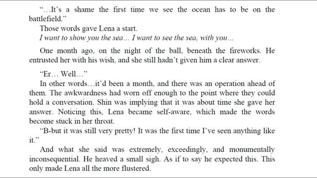 LENA FINALLY REPLY TO SHIN'S LOVE CONFESSION [86 LIGHT NOVEL]