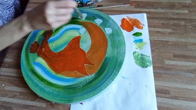 Рисую новую картину / Картина акрилом на круглом холсте/Авторские картины/Acrylic painting techniqu