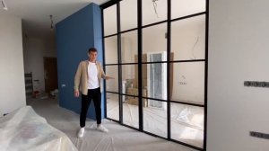 Раздвижная перегородка из стекла