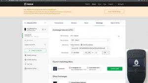 Обмен криптовалют через интерфейс TREZOR.IO