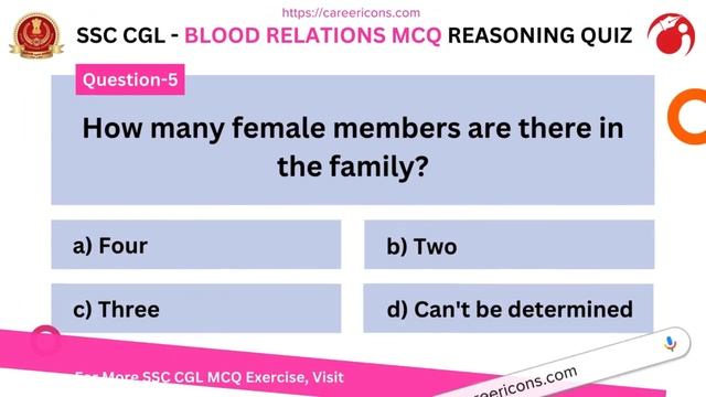 Free Blood Relations MCQ Reasoning Question Test SSC CGL 2024 Exam #ssccgl #ssc #sscexam #sscclg202