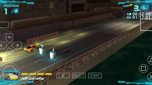 Cars 2 video game PSP version Jeff Gorvette 5 lap race in Tokyo RC