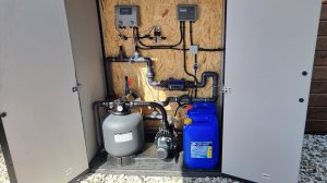 Сделать Шкаф под оборудование Каркасного Бассейна - Установить Станцию Акон, фильтр, насос, подогрев