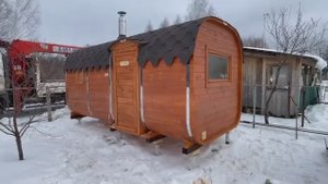Перевозная баня бочка "Квадро" 5 метров купить в Кулебаках.