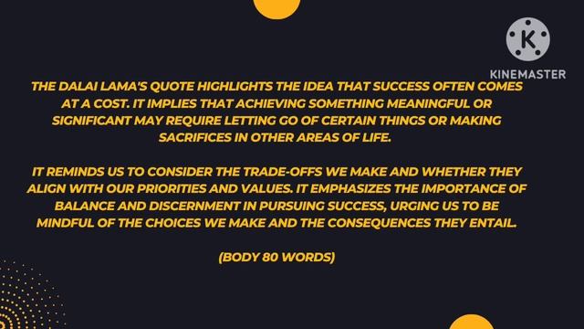 Dalai Lama - Judge your success by what you had to give up in order to get it. | (2022/10 marks) | смотреть онлайн