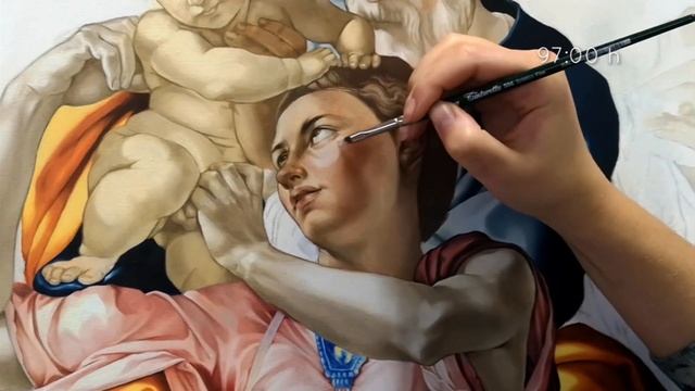 PAINTING LIKE MICHELANGELO - The Tondo Doni - Speed painting смотреть онлайн