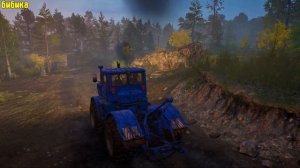 Мод для SnowRunner синий трактор К-700.мультик про трактор.трактор едет по лесу под песенку бибики