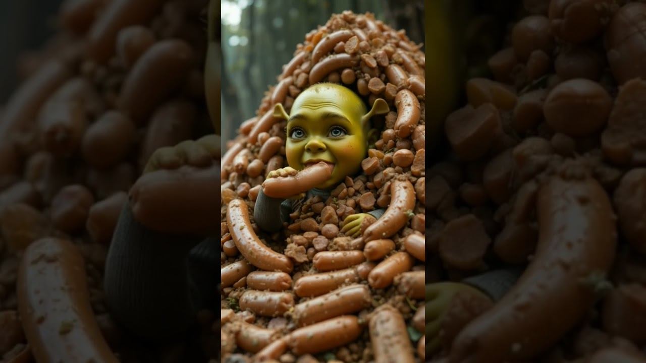 Shrek and a sausages #cute смотреть онлайн