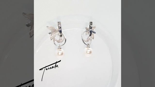 Серьги из серебра с жемчугом Swarovski "Papillon" Toccata jewelry СГ212-1902-301