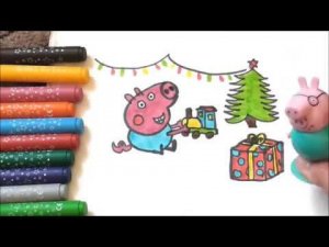 Peppa Pig Drawing & Painting Jeorge Pig Merry Christmas Colors For Kids Children