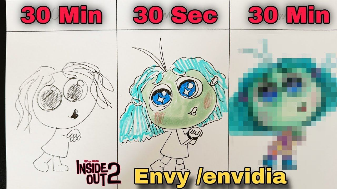 Drawing Envy in 30 Sec, 3 Min and 30 sec. Inside Out 2 | Dibujo las emociones de intensamente 2 смотреть онлайн