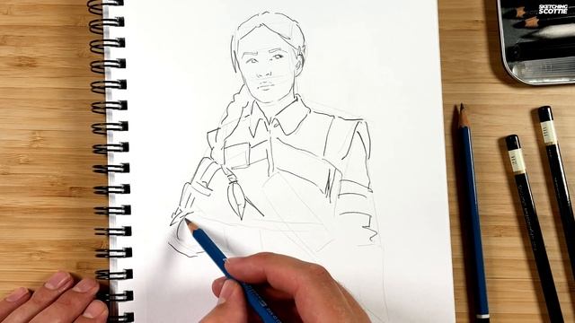 How To Draw Fennec Shand (Book of Boba Felt) | BEGINNER Sketch Tutorial смотреть онлайн