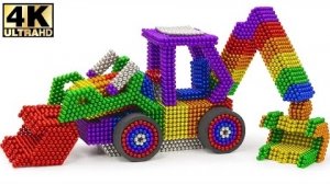 Мультики Как сделать экскаватор-погрузчик  из магнитных шариков