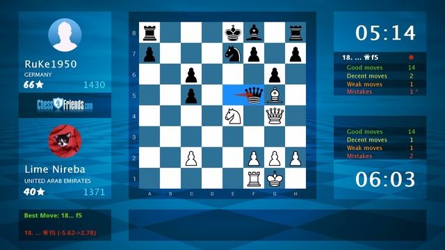 Chess Game Analysis: Lime Nireba - RuKe1950 : 1-0 (By ChessFriends.com) смотреть онлайн