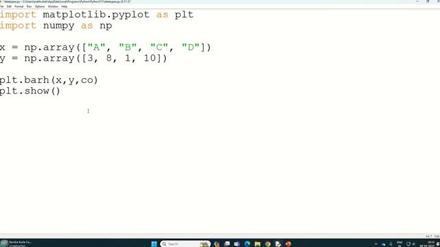 Matplotlib part - 10|Matplotlib Bar chart with color, height and width  for visualization|MUST WATC