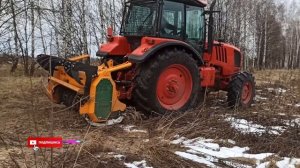 МУЛЬЧИРОВАНИЕ ТРАКТОРОМ МТЗ-2022.3 с ФРЕЗОЙ Serrat FX+ T2000. ГАБАРИИТНЫЙ КОМПЛЕТ на ПОВОРОТНОМ ПОС