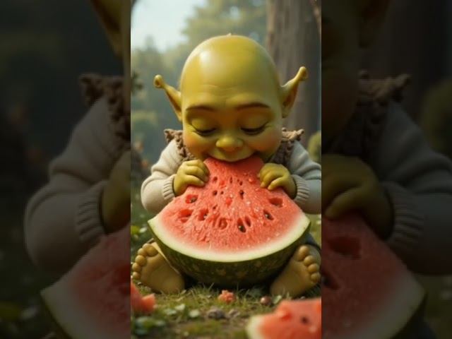 Baby Shrek eat Watermelon смотреть онлайн