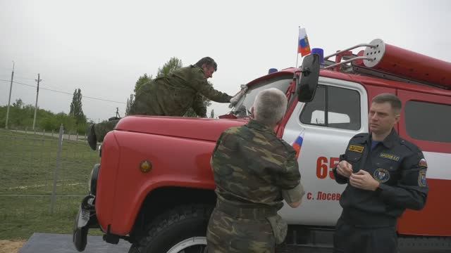 Открытие памятника Пожарной машине в ПСЧ-99 Воронежской области