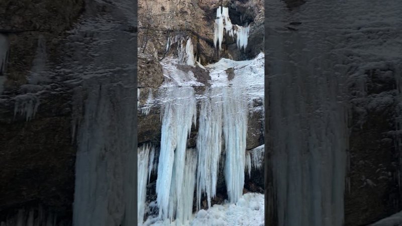 Чегемские водопады зимой ❄️ #travel #тур #туризм #mountains #nature  #waterfall  #туртрансвояж