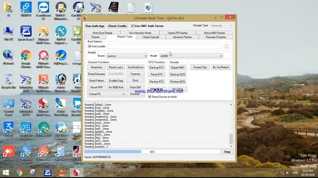 Lenovo A6000 format + frp + read flash file by umt qcfire tool
