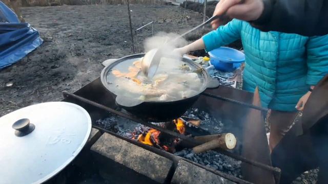 Уха на костре в новом казане #еданакостре