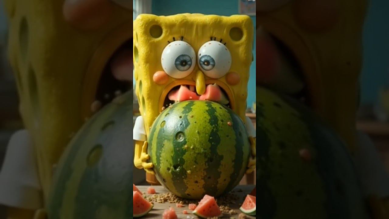 Sponge Bob eat watermelon #cute #spongebob смотреть онлайн