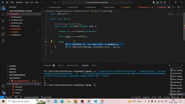 Calculating Area  Circle   In Java |  Java Tutorial - 12