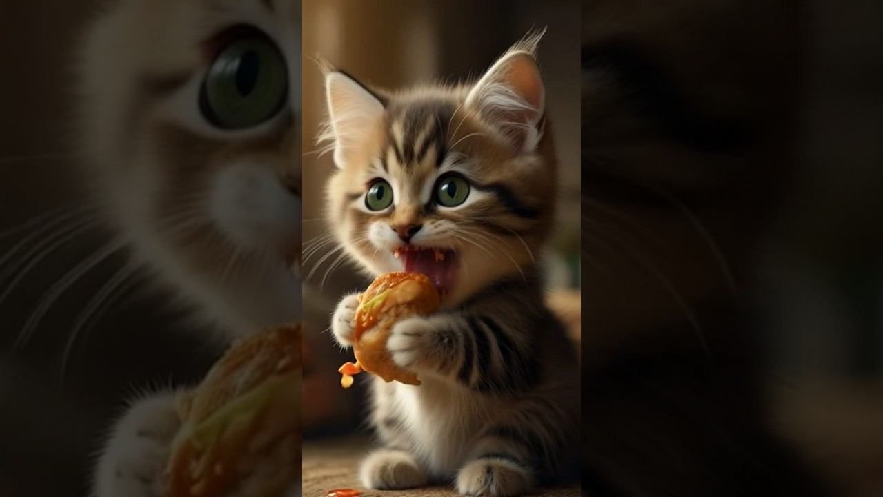 Cute cat eat #cat #meow #funny #kitty #catlover смотреть онлайн