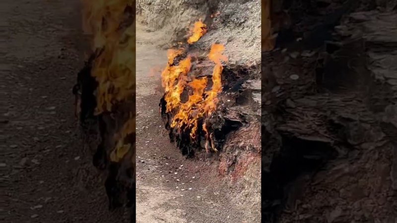 Янардаг — уникальное природное явление в Азербайджане, где пламя горит прямо из-под земли #туризм