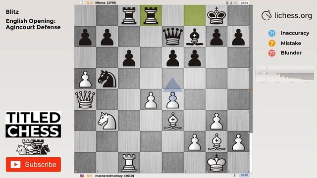 English Opening: Agincourt Defense - Blitz - Titled Chess