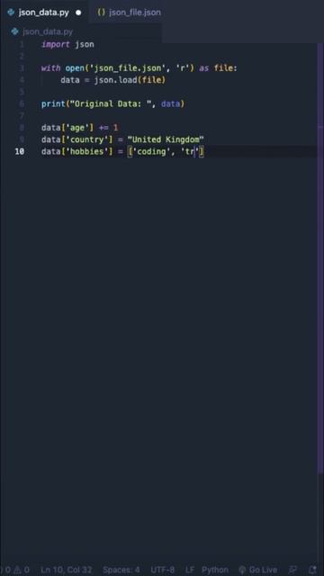 Learn how to Read and Manipulate JSON data using Python in under 60 Seconds! #json #python #code