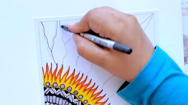Sun Mandala Drawing | Doodle Art Pattern | Easy Zentangle Pattern For Beginners | Step by Step