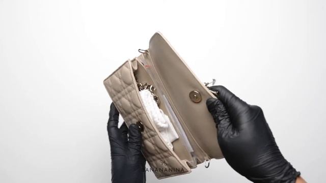 Christian Dior Cannage Lambskin Miss D Mini Bag Powder Beige смотреть онлайн