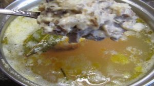 Рисовый суп с фасолью и грибным соусом