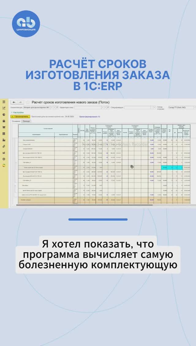Как решение для 1С:ERP рассчитывает сроки изготовления разных заказов. 1 #динамическоепланирование