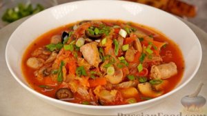 Тушёная капуста с богатым вкусом. СОЛЯНКА С КОЛБАСКАМИ И ГРИБАМИ