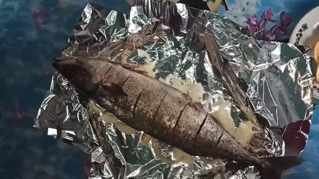 Скумбрія запечена/.Рецепт-підказка чоловікам для святкової вечері. Корисна їжа.