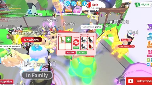 Mega Neon Giraffe And Mega Neon Elephant Trades In Adopt Me Trading