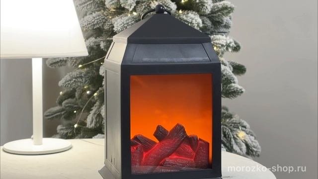 Декоративный фонарь-камин УЮТНЫЙ ВЕЧЕР, черный, эффект живого пламени, 27 см, пластик, 483548