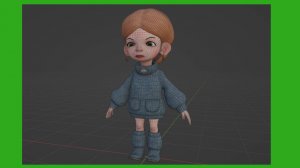Девочка в вязаном платье - сделано в Blender