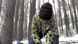 Таёжный костёр "Нодья" из трёх брёвен