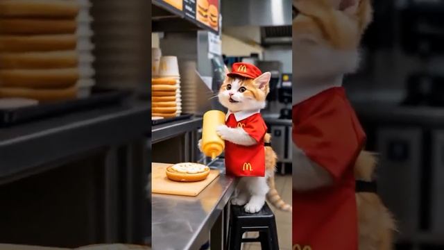 Cat And McDonald's #ai #cats #aicat #cat #catcute #cutecat