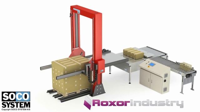 Укладка коробов на палетайзере Pallet Loader, Soco System (Дания)