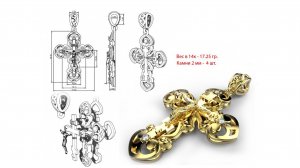 Очень интересная работа! Крест с сапфирами.