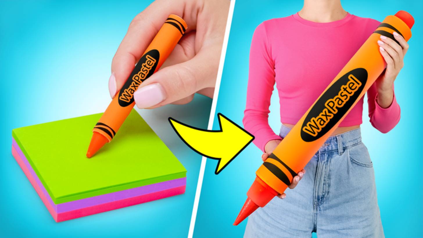 Мастерим ОГРОМНЫЕ канцелярские принадлежности!🖍️Большие мелки, фломастеры и многое другое!