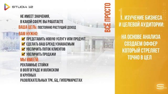 Размещение Indoor рекламы в ТРЦ Волжского Рекламно-производственная компания "Studia12"
