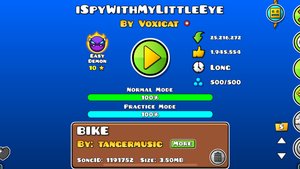 Ispywithmylittleeye by voxicat Geometry Dash level 💯% (Мой первый демон)