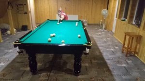 Бильярд, сложный свояк на оттяжке