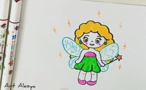 Рисую милую фею с крыльями!
